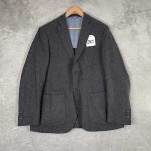 JKT New York Sport Coat Mens 38R Dark Grey‎ Herringbone Wool Blend Blazer Bond